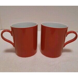 Arzberg Tric Sieger Design Mugs Set of 2 Orange White Made in Germany German Cup